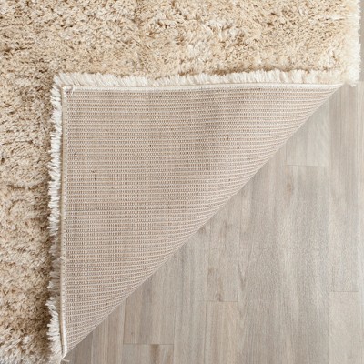 Indie Light Beige Synthetic Shag Runner Rug - 2'3" x 7'