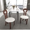 Vintage Rubber Solid Wood Dining Chairs Set Of 2,Cashmere Fabric Upholstered Dining Chair,Wooden Armless Kitchen Dining Chair-Coolbibila - 3 of 4