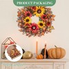 24 Inch Fall Wreaths for Front Door, Sunflower Wreath with Berries, Thanksgiving Harvest Wreath - 2 of 4