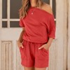 LEVEN SIXTEEN Off Shoulder Romper With Loungewear Pockets - 2 of 3