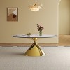 KWPZQEB 71" Luxury Marble Dining Table with Glossy Pandora Sintered Stone Tabletop, Elegant Kitchen Table w/ Stainless Steel Base for 6-8 (Table Only) - 3 of 4