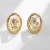 Springtime Captured Earrings - 925 Silver Oval Stud with Pressed Flowers & Pearl Dangle, 3D Art Jewelry - 4 of 4