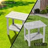 OBOKATA Outdoor 2-Tier Storage Patio Side Table, Weather Resistant Patio End Table for Backyard & Pool, Durable HDPE Small Outdoor Table (White) - 4 of 4