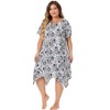 Agnes Orinda Women's Plus Size Short Sleeve Floral Cute Irregular Hem Nightgowns - 3 of 4