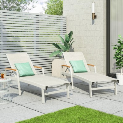 2-Piece Outdoor Mesh Chaise Lounge Chairs, Adjustable Large Chaise Lounges for Patio, Poolside or Garden Relaxation and Sunbathing-Maison Boucle