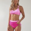 Anna-Kaci Swim Women's Two-Tone Bikini Set with Double Strap Top and High Waist Ruched Bottom with Side Tie Detail - 3 of 4