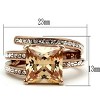 Slickblue Rose Gold Stainless Steel Ring with Champagne CZ, Single-Tone Women's Ring, Square Design, Size 5-10 - 2 of 4