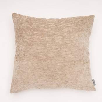 20"x20" Oversize Dainty Chenille to Linen Reverse Square Throw Pillow Neutral - Evergrace