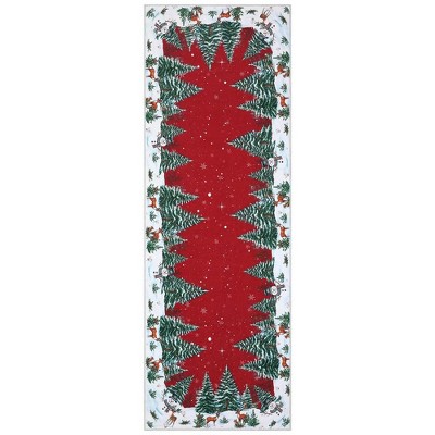 Fulvari Snowman House Pine Tree Christmas Area Rug,Xmas Home Decor Low-Profile Washable Area Rugs for Entryway Bedroom Living Room
