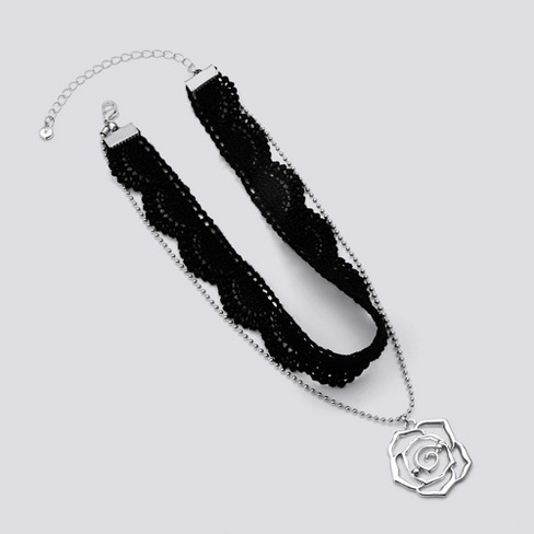 Pave Heart With Wide Trim Cubic Zirconia Choker Necklace - Wild Fable™  Black : Target