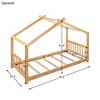 COWLOWN Twin House Platform Bed with Roof Design, Wooden Playful Bed Frame with Headboard & Footboard for Kids - 2 of 4