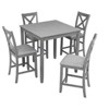 Gulches 5-Piece Counter Height Dining Table Set - Wooden Square Table with 4 Upholstered Chairs, Small Space Kitchen Dining Set for 4, Gray - 4 of 4