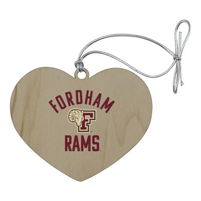 Fordham University Rams Logo Heart Love Wood Christmas Tree Holiday Ornament