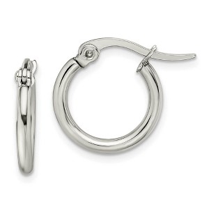 Black Bow Jewelry 2mm Stainless Steel Classic Round Hoop Earrings - 15.5mm (5/8 Inch) - 1 of 4