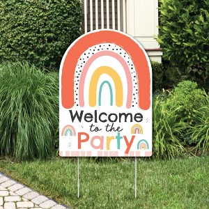 Big Dot of Happiness Hello Rainbow - Party Decor - Boho Baby Shower and Birthday Party Welcome Yard Sign - 1 of 4