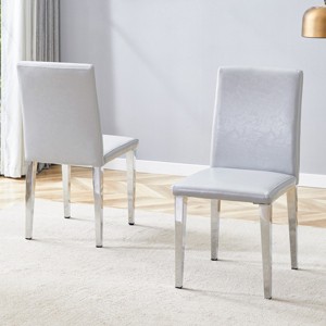 Dining Chair Set Of 2,PU Dining Chairs With Metal Legs,Simple Armless Chairs,Dining Chairs For Dining Room,Living Room-Cuddlewood - 1 of 4