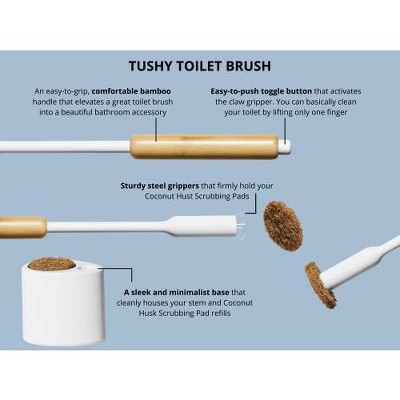 Eco-Friendly Bamboo and White Toilet Brush with Holder