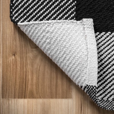 Black and White Buffalo Plaid Cotton 10' x 14' Area Rug