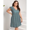 Coolmee Women's Summer Plus Size Casual Dresses Elastic Waist Pleated A Line Ruffle Hem Dress - 3 of 4