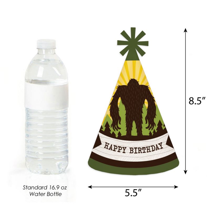 Big Dot of Happiness Sasquatch Crossing - Cone Happy Birthday Party Hats for Kids and Adults - Set of 8 (Standard Size), 3 of 8