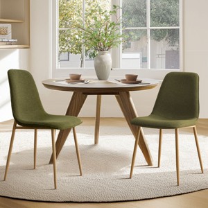 Armless Dining Chair Set Of 2 With Oak Metal Legs,Linen Dining Chair for Dining Room,Kitchen Chair,Modern Design-Tanpinhause - 1 of 4