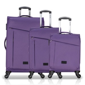 3 Piece Set Soft Side Luggage with Contrast Handles - 1 of 4