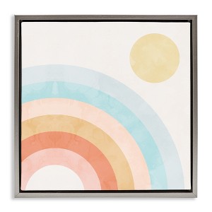 Stupell Industries Retro Rising Sun Rainbow Arches Floating Frame Canvas Art, Gray, 18" x 18" - 1 of 4