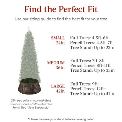 Chestnut 24in Woven Hyacinth Christmas Tree Collar with Cord Cut-Out