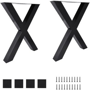 2 Metal Table Legs Wide Dining Legs, Heavy Duty 3.9'' Width Box Section Square X Frame, Desk Legs Industrial Black Table Legs - 1 of 4