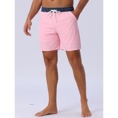 INSPIRE CHIC Men's Contrast Color Elastic Waist Lining Surfing Drawstring Swimming Shorts Pink 36 — фото 2
