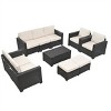 ELJGET 10PCS Outdoor Patio Wicker Furniture Set Cushioned Sectional Sofa Storage Coffee Table Light Beige Cushion - 3 of 4