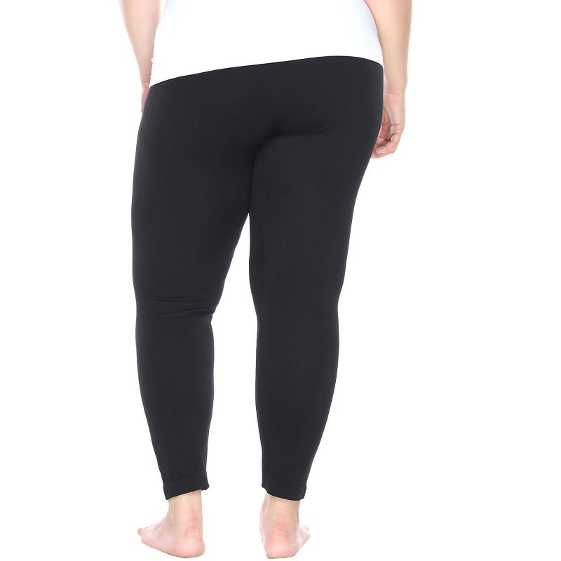 Women's One Size Fits Most Plus Size Super-Stretch Solid Leggings - One Size Fits Most Plus - White Mark, 3 of 4