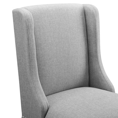 Elegant Light Gray Upholstered Wood Counter Stool with Nailhead Trim