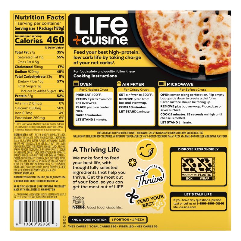 LIFE Cuisine Carb Wise Cheese Lovers Keto Frozen Pizza - 6oz, 3 of 9