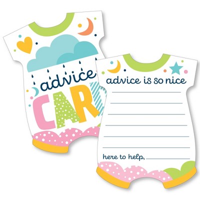 Big Dot of Happiness Colorful Baby Shower - Baby Bodysuit Wish Card Gender Neutral Baby Shower Activities - Shaped Advice Cards Game - Set of 20