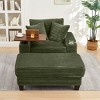Single Corduroy Storage Sofa with Ottoman and Cup Holder, Storage Armrest Sofa with 180° Rotating Table for Living Room or Apartment-Koiai - 2 of 4