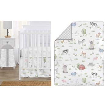 Sweet Jojo Designs Boy or Girl Gender Neutral Unisex Baby Crib Bedding Set - Farm Animals 4pc