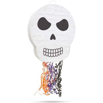 Spooky Central Small Skull Piñata for Halloween Party, Pull String (13 x 15 x 3 In)
