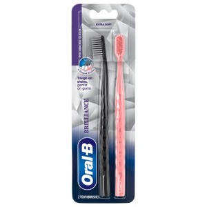Oral-B Pro Whitening Brilliance Toothbrushes, Extra Soft, Black and Coral, 2 Count - 1 of 4