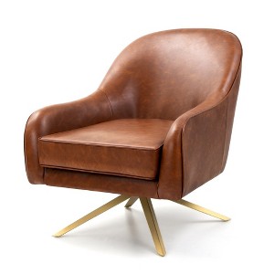 Crestlive Products Swivel Club Chair PU Leather Leisure Armchair Upholstered Accent Chair Brown - 1 of 4