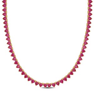 EVERLY JEWELRY  |   Yellow Plated Sterling Silver 31.2 CT TGW Created Ruby Necklace Tongue & Groove Clasp - 1 of 4