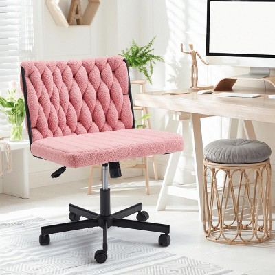 Erommy Armless Criss Cross Chair with Wheels, Height Adjustable Cross Legged Office Chair, Office Deak Chair for Office, Bedroom, Living Room
