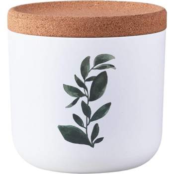 Plant-Based Sustainable Green Leaves Storage Jars, Airtight Decorative Canisters for Kitchen Counter, Cork Lid