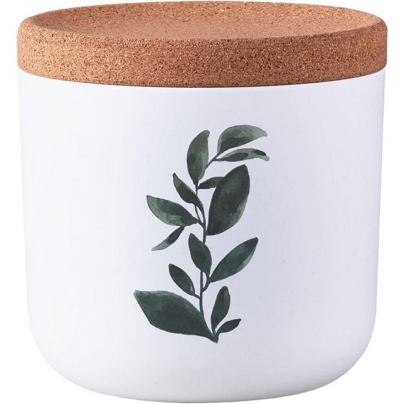 Plant-Based Sustainable Green Leaves Storage Jars, Airtight Decorative Canisters for Kitchen Counter, Cork Lid, 1 of 8