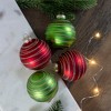 Northlight Golden Stripes Christmas Ball Ornaments - 3.25" (80mm) - Red and Green - 4ct - 2 of 4