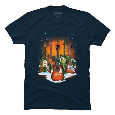 Men's Design By Humans Christmas Guitars By cashfish T-Shirt