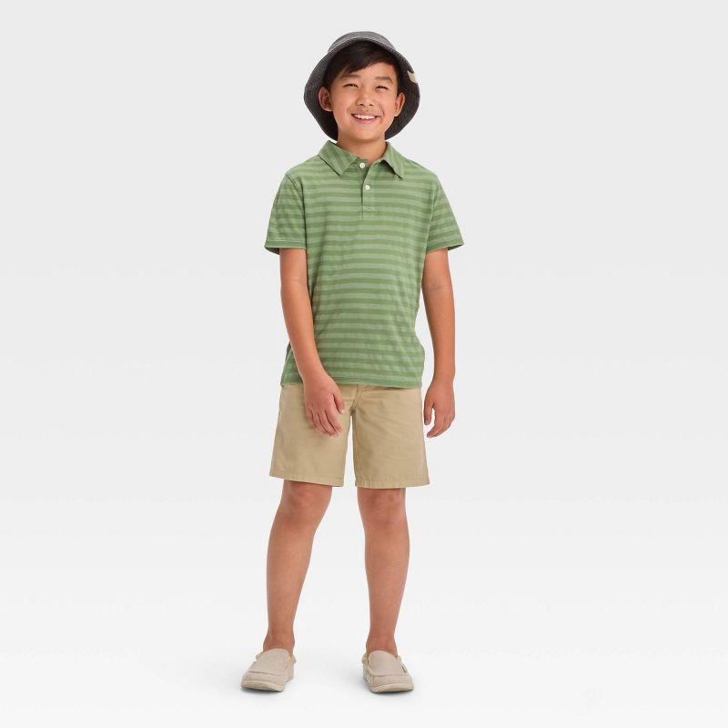Boys' Short Sleeve Jacquard Striped Button-Down Shirt - Cat & Jack™, 4 of 5