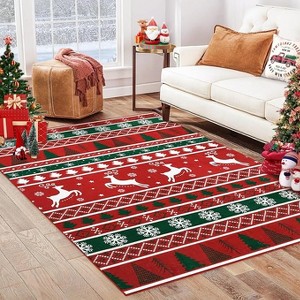 Coucheta Christmas Rug Collection - Washable Non-Slip Holiday Designs in Multiple Sizes, Festive Patterns for Indoor Decor - 1 of 4