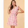 Allegra K Women's Casual Ruffled Sleeve A-Line Vintage Gingham Check Dress - 4 of 4