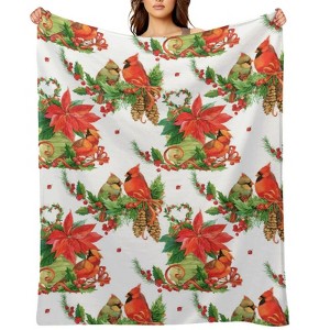 Christmas Bird Christmas Throw Blanket Soft Fleece Christmas Blanket Cozy Flannel Throw for Couch Bed 30x40 inches - 1 of 1